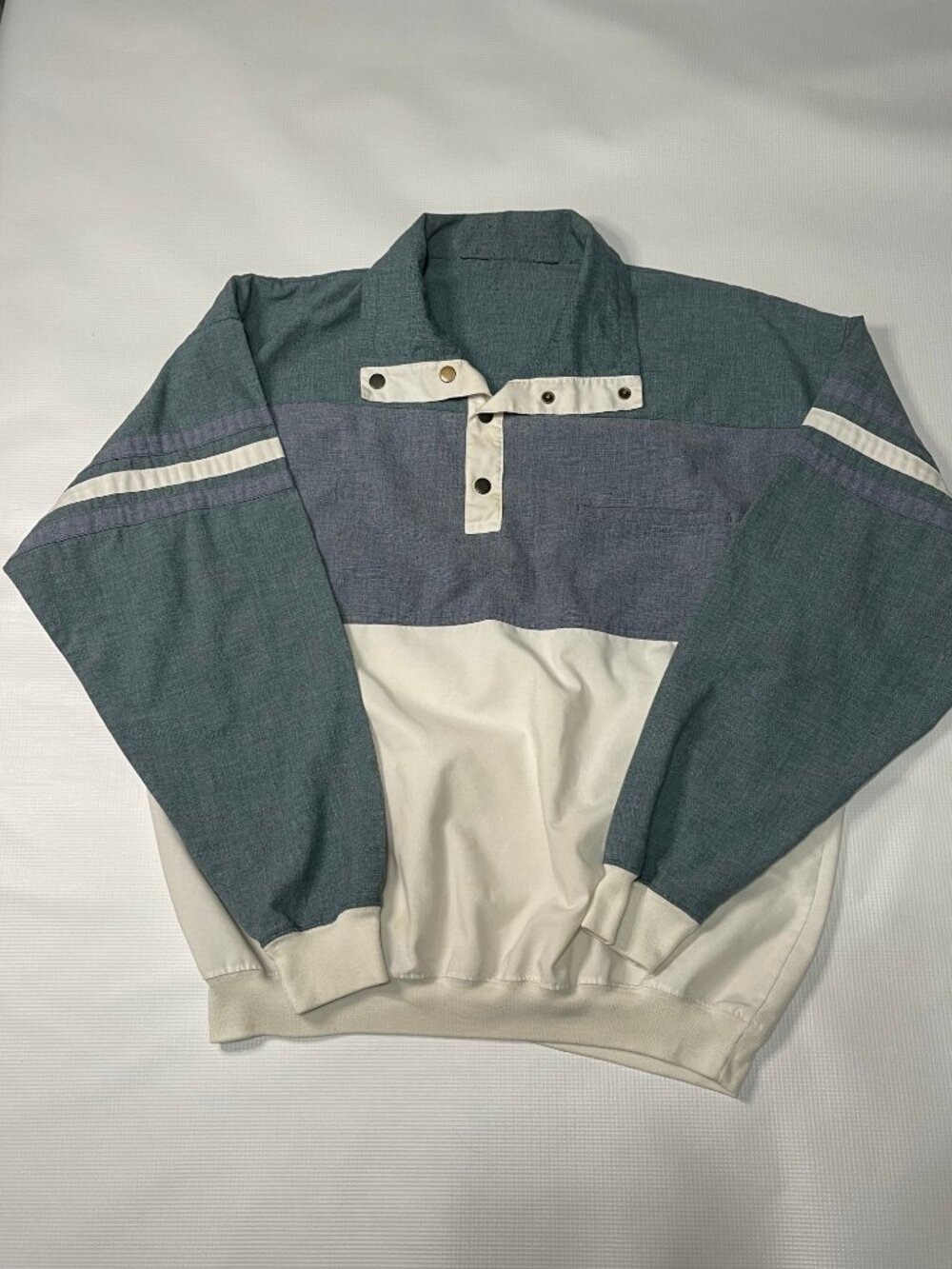 Vintage 1980s 90s Color Block Snap Placket Pullover Windbreaker Jacket Retro
